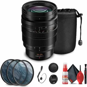 Panasonic Leica DG Vario-Summilux 10-25mm Lens (H-X1025) Bundle Including: Lens Pouch, 3-Piece Filter Kit, Lens Caps, Cap Keeper, Full Cleaning Kit
