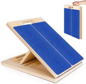 Portable Wooden Slant Board for Calf Stretching Squats Calf Stretcher Physical Therapy Equipment Adjustable Incline Board for Knees Ankle Heel Feet Leg Blue