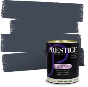 PRESTIGE Paints Exterior Paint and Primer In One, 1-Gallon, Semi-Gloss, Comparable Match of Benjamin Moore* Hale Navy*