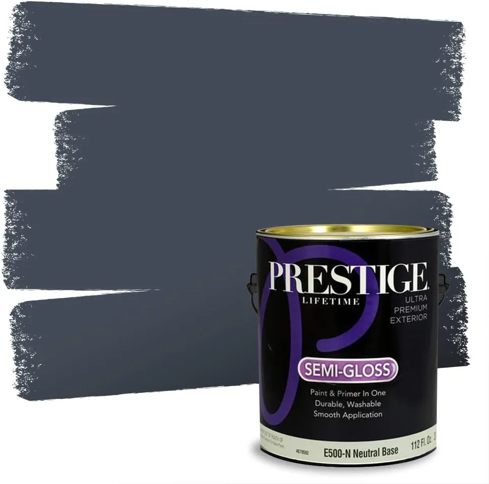 PRESTIGE Paints Exterior Paint and Primer In One, 1-Gallon, Semi-Gloss, Comparable Match of Benjamin Moore* Hale Navy*