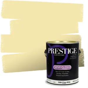 Prestige Paints Exterior Paint and Primer in One, Comparable Match of Sherwin Williams* Glisten Yellow*, Semi Gloss, 1 Gallon