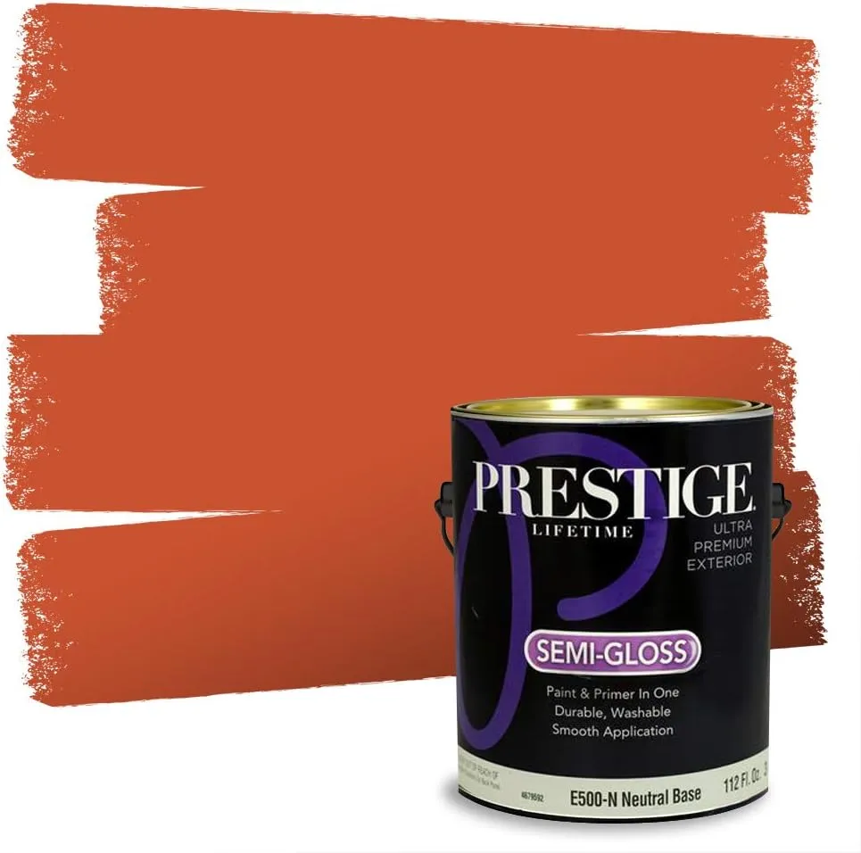 PRESTIGE Paints Exterior Paint and Primer in One, Comparable Match of Sherwin Williams* Raucous Orange*, Semi Gloss, 1 Gallon