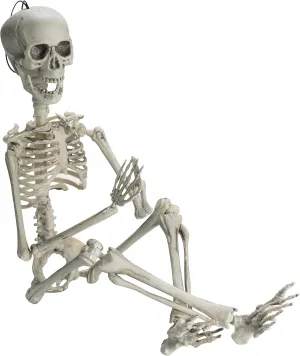 PREXTEX Skeleton Halloween & Day of The Dead Decoration for Home and Office - 19 Inch Posable Plastic Small Skeleton Toy Halloween Décor with Movable/Bendable Joints and 2 Sets of Body Accessories