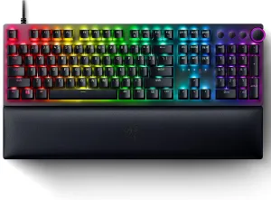 Razer Huntsman V2 Optical Gaming Keyboard: Fastest Linear Optical Switches Gen-2 w/Sound Dampeners & 8000Hz Polling Rate - Doubleshot PBT Keycaps - Dedicated Media Keys & Dial - Wrist Rest (Renewed)