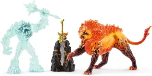 Schleich Eldrador Creatures, Mythical Creatures Toys for Kids, Battle for The Super Weapon Set with Ice Monster and Lava Monster Action Figures, 5 Pieces, Ages 7 