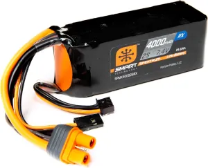 Spektrum 7.4V 4000mAh 2S 15C Smart LiPo Receiver Battery: Universal Receiver, IC3, SPMX40002SRX