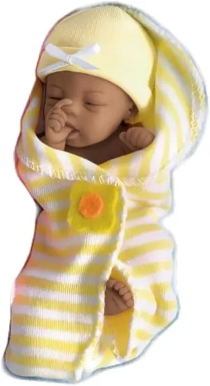 The Ashton-Drake Galleries Bundle Babies Baby African American Black Doll Collection Issue #3: Bundle of Sunshine Miniature Lifelike Collectible Dolls by Sherry Rawn 4-Inches