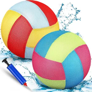 Threan 2 Pcs 8.5 Inch Waterproof Volleyball Sure Grip Water Volleyball Colorful Beach Pool Volleyball Pool Game Outdoor and Indoor for Adults