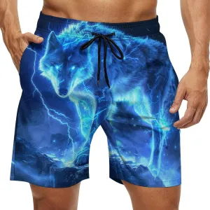 Thunders Wolf Men's Swim Trunks Breathable Bathing Suit Swimming Board Shorts Hawaiian Beach Swimwear