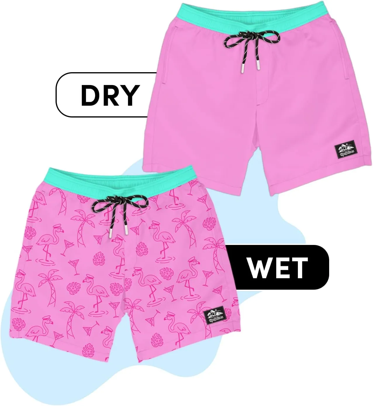 Tipsy Elves Men's Color Changing Swim Trunks - 7 Inch Inseam Bold Colorful Swimming Trunks for Men