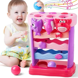 V-Opitos Musical Toys for Toddler 1, 2, 3 Years Old, Feeding Interactive Toys for Baby 9-12 Months, 6 7 8 9 10 12  Months, Montessori Education Toy, Perfect Christmas Birthday Gifts Boy & Girl (Pink)