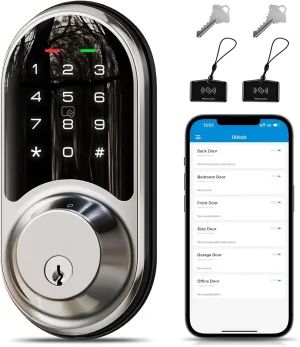 Veise RZ06 Smart Lock for Front Door with App Control, Keyless Entry, Electronic Digital Deadbolt with Touchscreen Keypad Set, Smart Deadbolt, Auto Lock, Easy Installation, Satin Nickel