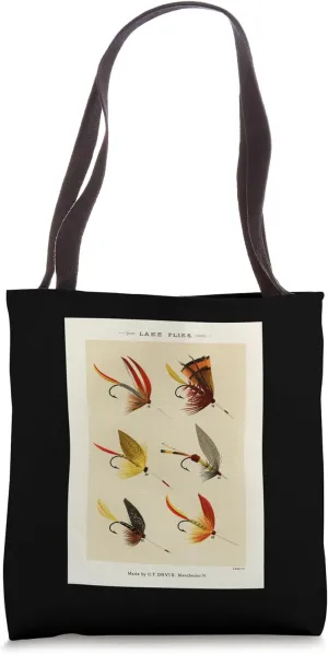 Vintage Lake Fishing Flies Mary Orvis Fisherman Art Tote Bag