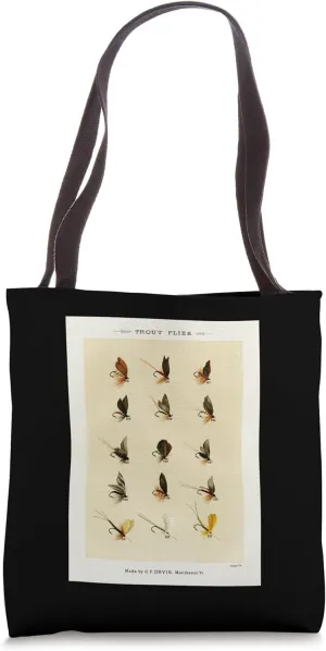 Vintage Trout Fishing Flies Mary Orvis Fisherman Art Tote Bag