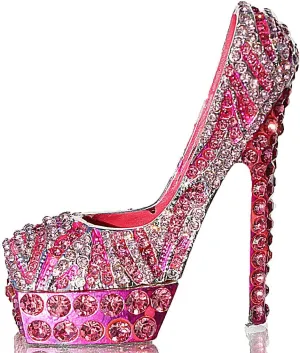 Waltz&F Pink diamond leopard high heels Trinket Box Hinged Hand-painted Figurine Collectible Ring Holder