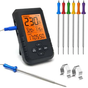 Wireless Meat Thermometer Bluetooth Instant Read for Grilling Smoking Oven Kittchen Thermometer Food Cooking BBQ Smoker Thermometer Digital Remote with App 6 Probes