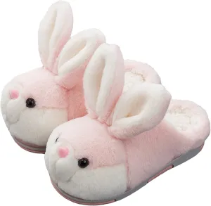 YILANLAN Women's Cute Bunny Animals Slippers Interesting Comfortable Furry Slippers Soft Plush Winter season Keep warm Home Slippers